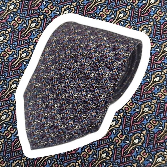 Lord & Taylor Kensington Tie Men Foulard Geometric Mosaic All Silk 58.5" USA - Picture 1 of 6